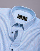 Verbal Blue With White Dobby Stripe Cotton Shirt