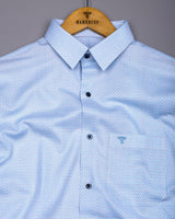 Verbal Blue With White Dobby Stripe Cotton Shirt