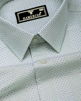 Verbal Green With White Dobby Stripe Cotton Shirt