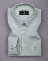 Verbal Green With White Dobby Stripe Cotton Shirt