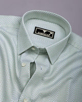 Verbal Green With White Dobby Stripe Cotton Shirt