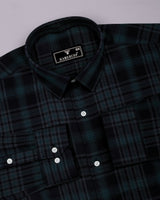 Sycra Green With Blue Dobby Check Cotton Shirt