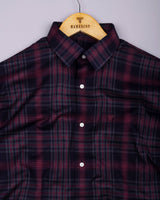 Sycra Beet Red With Blue Dobby Check Cotton Shirt