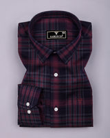 Sycra Beet Red With Blue Dobby Check Cotton Shirt
