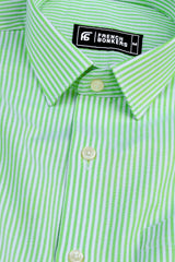 Lime green and white oxford stripe shirt