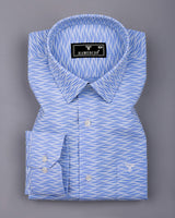 Albania SkyBlue Printed Seersucker Dobby Cotton Shirt