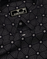 Velmor Black With White Printed Cotton Shirt