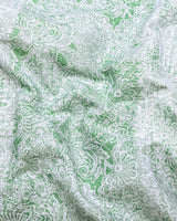 Falric Green With White Printed Linen Cotton Shirt