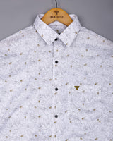Salak White With Flower Printed Dobby Cotton Shirt