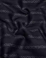 Onyx Gray With Silver Glitter Printed Stripe Cotton Shirt