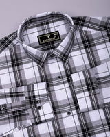 Luwan White With Black Waffle Dobby Check Shirt