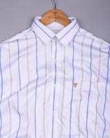 Kynor blue With Cream Stripe Premium Giza Shirt