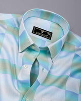Elite Green With Multicolor Shades Premium Giza Shirt