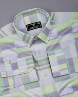 Aloevera Green With Gray Gizza Cotton Shirt
