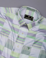 Aloevera Green With Gray Gizza Cotton Shirt