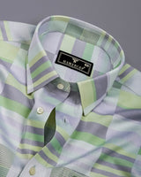 Aloevera Green With Gray Gizza Cotton Shirt
