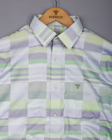 Aloevera Green With Gray Gizza Cotton Shirt