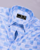 Cynor Blue With White Check Premium Giza Shirt
