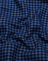 Marlet Blue Plaid Flannel Twill Check Cotton Shirt