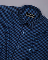 Marlet Blue Plaid Flannel Twill Check Cotton Shirt