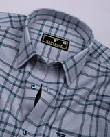 Denmark Gray With Blue Twill Check Premium Cotton Shirt