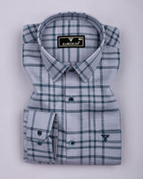 Denmark Gray With Blue Twill Check Premium Cotton Shirt