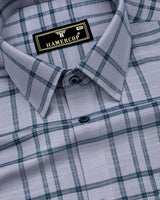 Denmark Gray With Blue Twill Check Premium Cotton Shirt