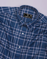 Denmark Blue With White Twill Check Premium Cotton Shirt