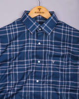 Denmark Blue With White Twill Check Premium Cotton Shirt