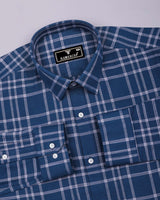 Denmark Blue With White Twill Check Premium Cotton Shirt