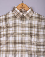 Sutton Cream With White Twill Check Cotton Shirt