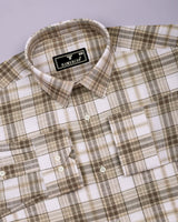 Sutton Cream With White Twill Check Cotton Shirt