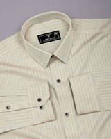 Pestry Crust Cream With White Stripe Premium Giza Shirt