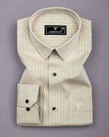 Pestry Crust Cream With White Stripe Premium Giza Shirt