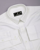 Dolphin Ivory Cream Self Stripe Premium Giza Shirt