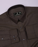 Dolphin Brown Self Stripe Premium Giza Shirt