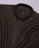 Dolphin Brown Self Stripe Premium Giza Shirt