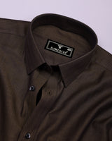 Dolphin Brown Self Stripe Premium Giza Shirt