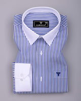 Float Blue With White Stripe Designer Cotton Shirt
