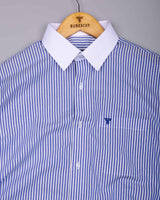 Float Blue With White Stripe Designer Cotton Shirt