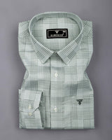 Kelly Green With White Check Giza Shirt