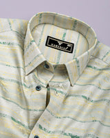 Soft Green With Yellow Jacquard Premium Giza Shirt