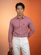 Fralix Red Houndstooth Jacquard Premium Giza Shirt