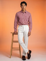 Fralix Red Houndstooth Jacquard Premium Giza Shirt