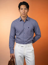 Fralix Blue Houndstooth Jacquard Premium Giza Shirt