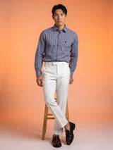 Fralix Blue Houndstooth Jacquard Premium Giza Shirt