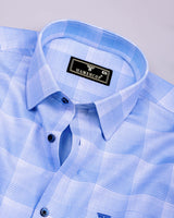Auric Blue Houndstooth Check Premium Giza Shirt