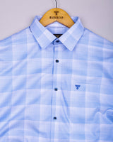 Auric Blue Houndstooth Check Premium Giza Shirt