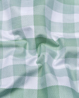 Ravon Green With White Twill Check Premium Gizza Shirt