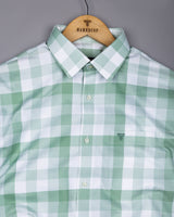 Ravon Green With White Twill Check Premium Gizza Shirt